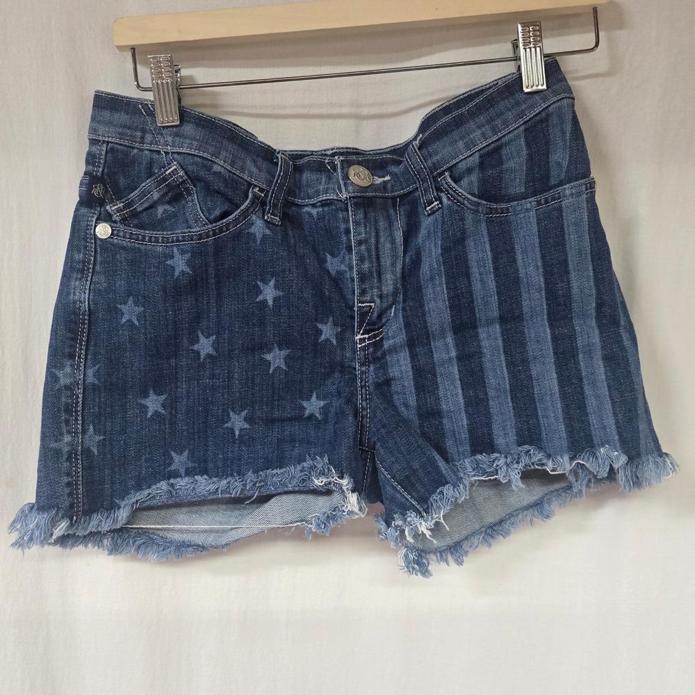 Rock & Republic Lolita Denim Shorts Womens 6 Blue Stars Stripes Americana Cotton